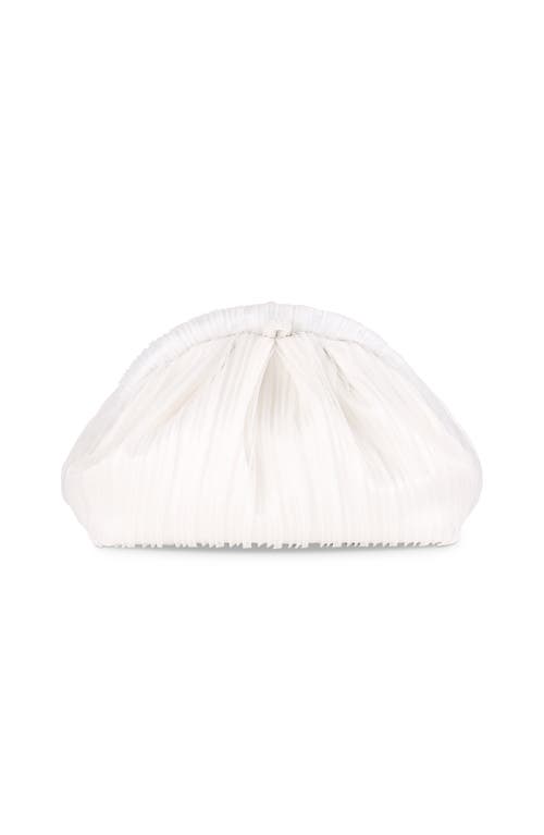 Jewel Badgley Mischka Vale Pleated Tulle And Satin Mini Pouch Clutch In White