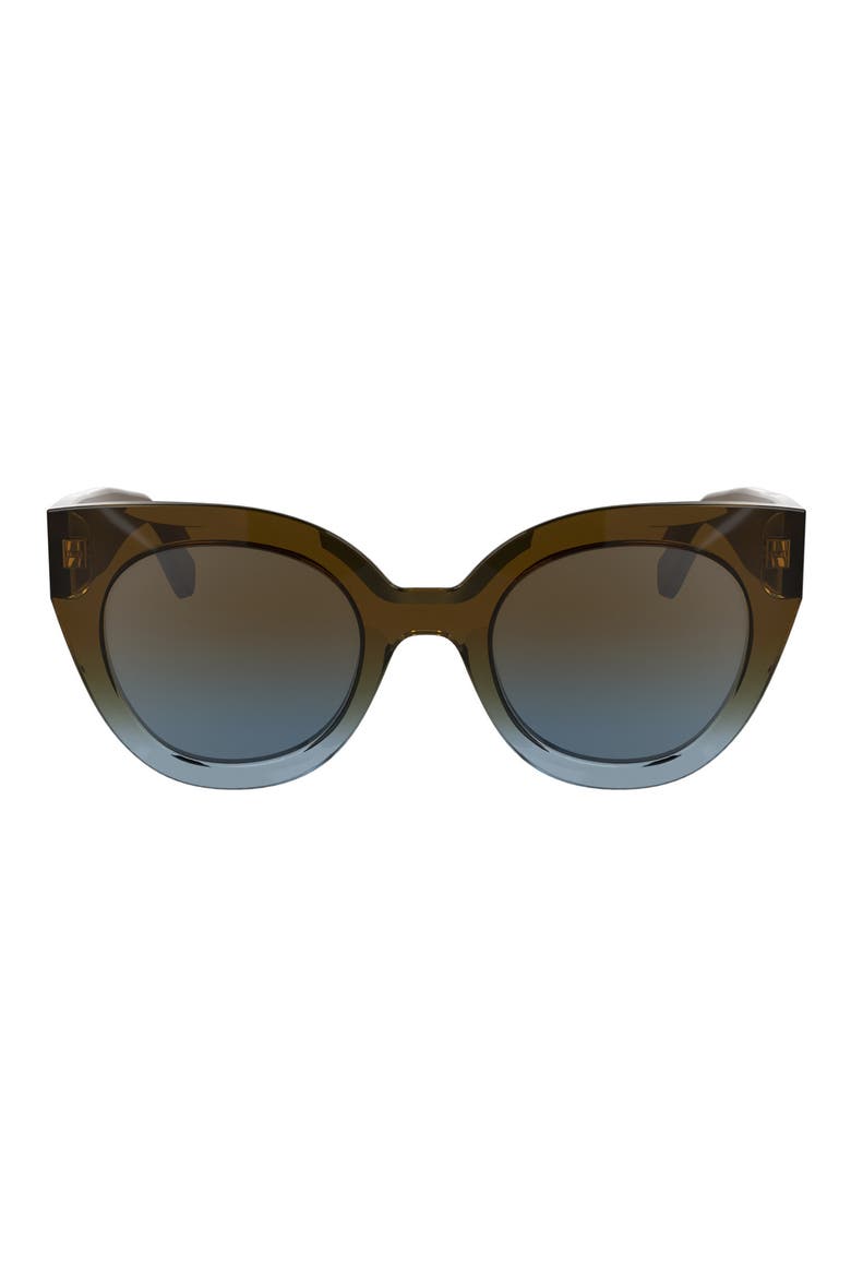 Heritage 49mm Small Round Sunglasses, Main, color, TRANSPARENT GRADIENT BROWN/AZU