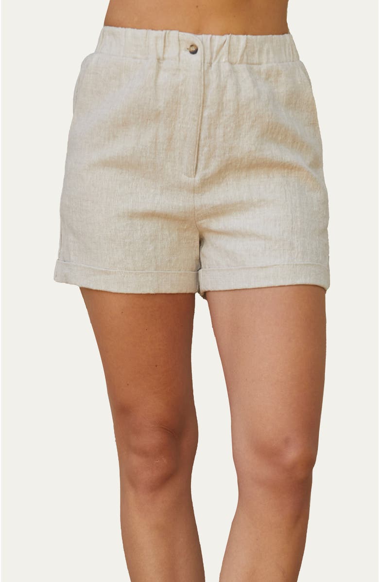 CRESCENT Cuffed Linen Shorts, Main, color,
