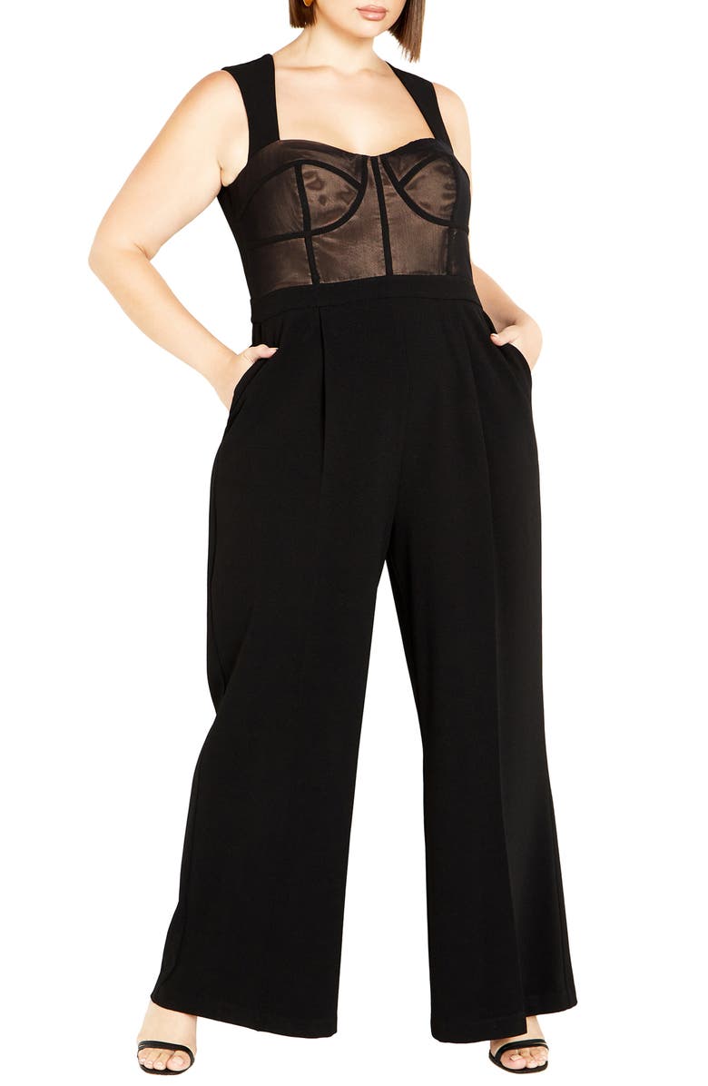 City Chic Kyle Bustier Sleeveless Jumpsuit, Main, color, 