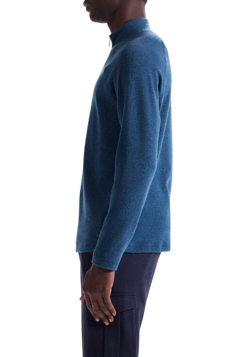Brushed Cotton Blend Quarter Zip Pullover, Alternate, color, NAVY