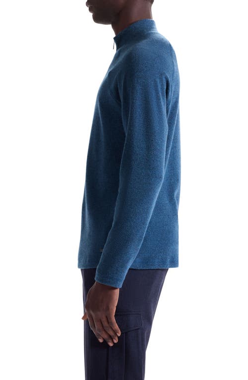 Bugatchi Brushed Cotton Blend Quarter Zip Pullover In Blue