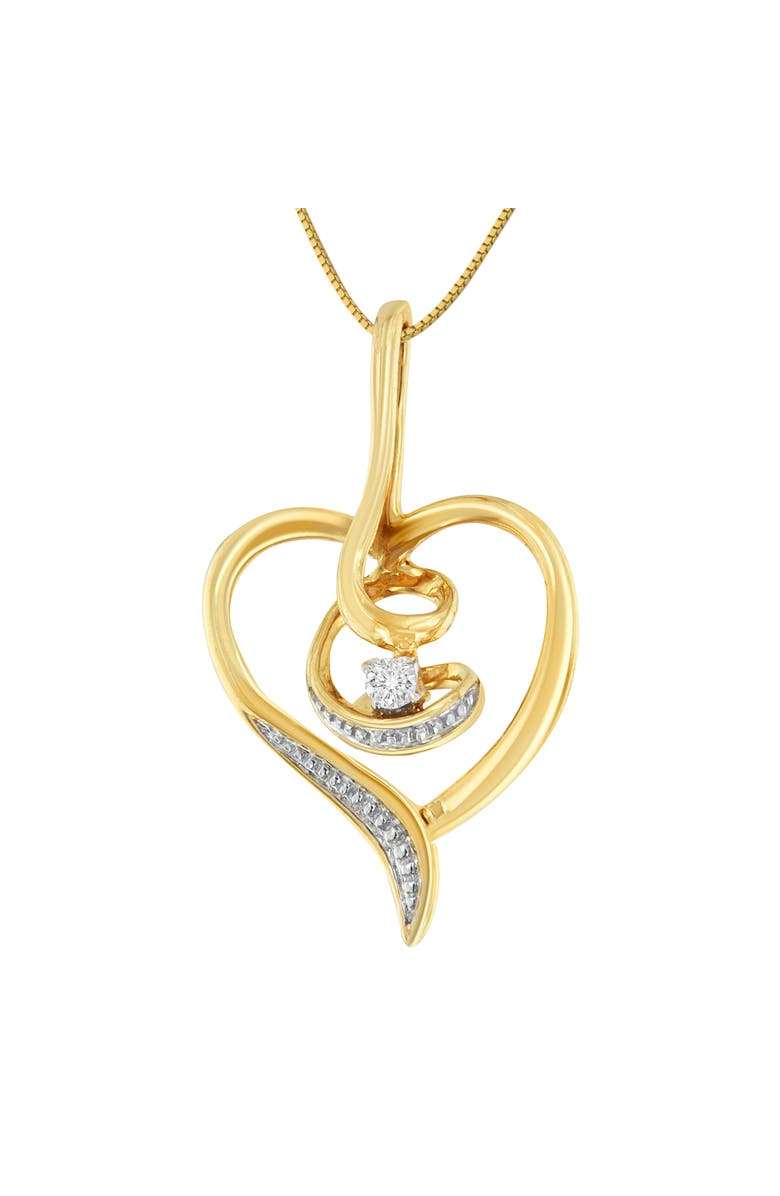 Haus of Brilliance 10K Yellow Gold .03 Cttw Diamond-Accented Diamond Swirl Open Heart Pendant Necklace, Main, color, Yellow