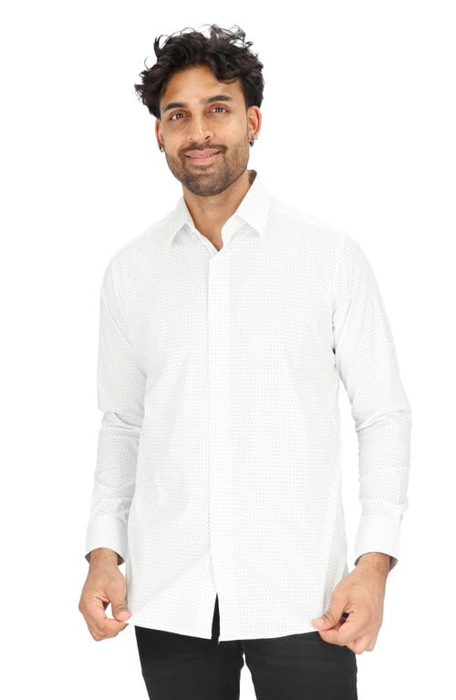 Scotch & Soda Dot Print Modern Fit Dress Shirt In White/green