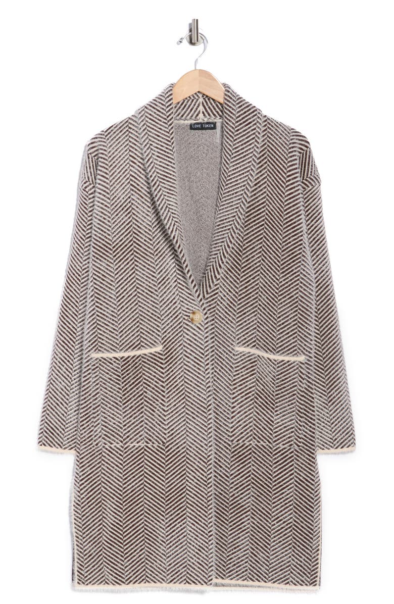 Love Token Jenna Cardigan, Alternate, color, Brown