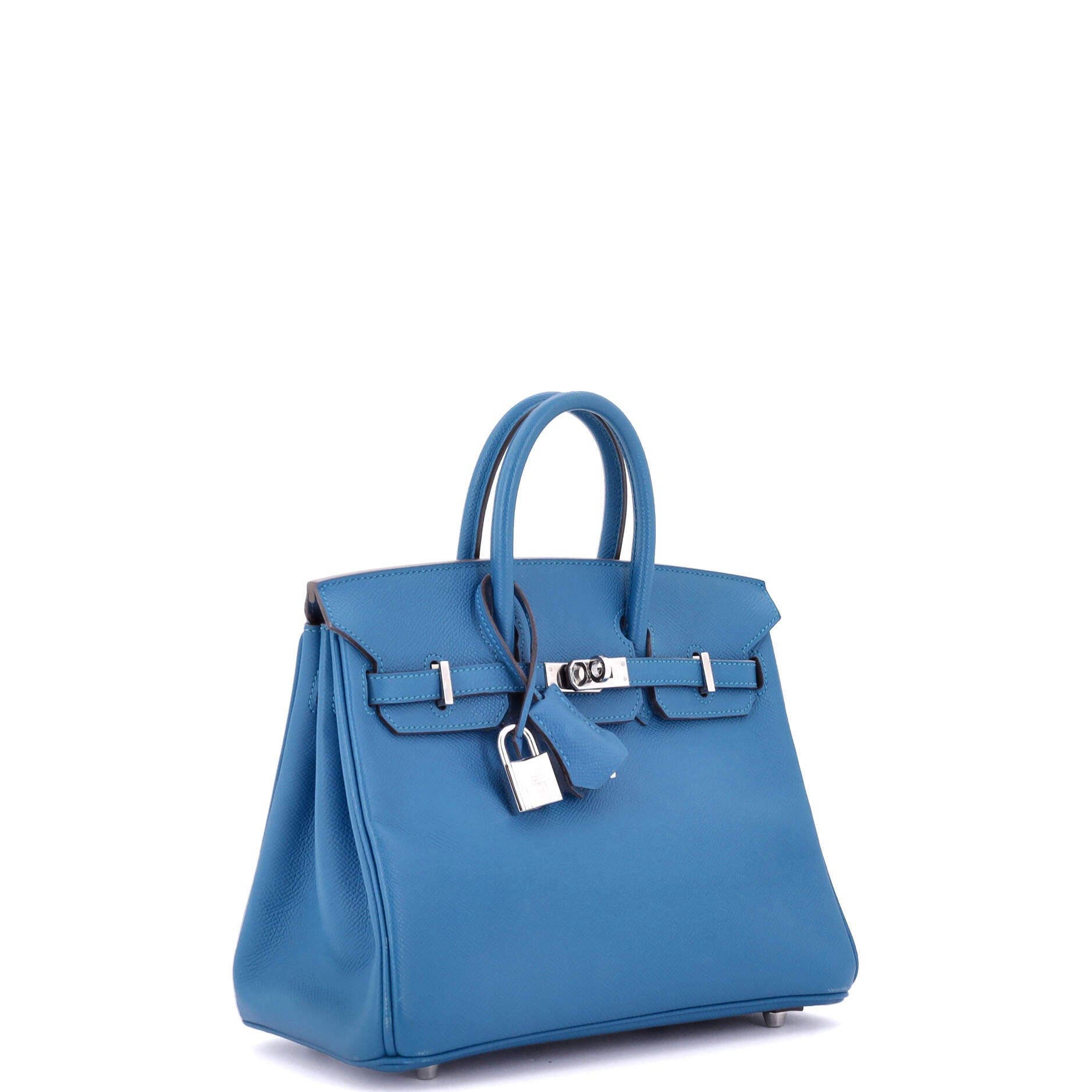 Pre-Owned Hermes Birkin Handbag Blue Epsom with Palladium Hardware 25, Alternate, color, Mykonos