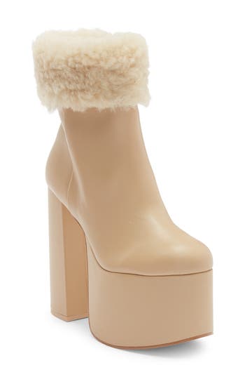 Cult Gaia Katya Genuine Shearling Boot In Sand