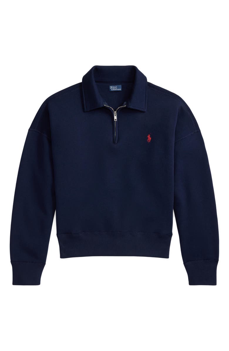 Cotton Blend Fleece Quarter-Zip Sweatshirt