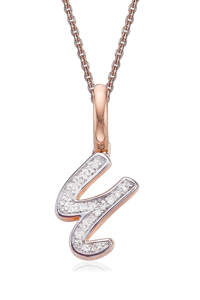 Diamond Initial Pendant Charm (Nordstrom Exclusive), Main, color, Rose Gold/ Diamond- U