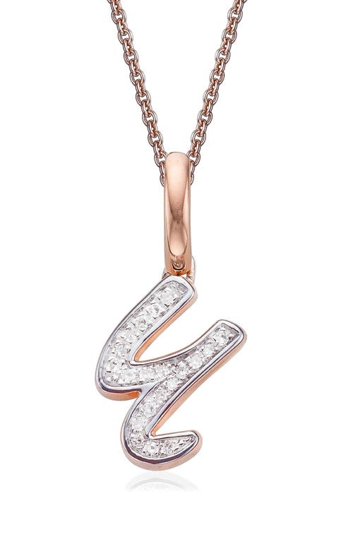 Monica Vinader Diamond Initial Pendant Charm In Rose Gold/diamond- U