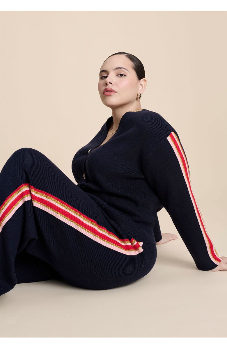 ELOQUII Side Stripe Sweater Pant, Alternate, color, Navy