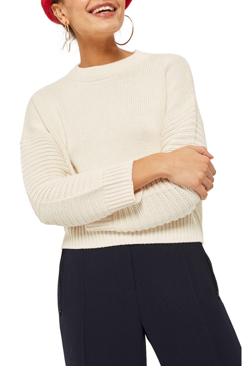 Stitch Sleeve Sweater, Main, color, CREAM