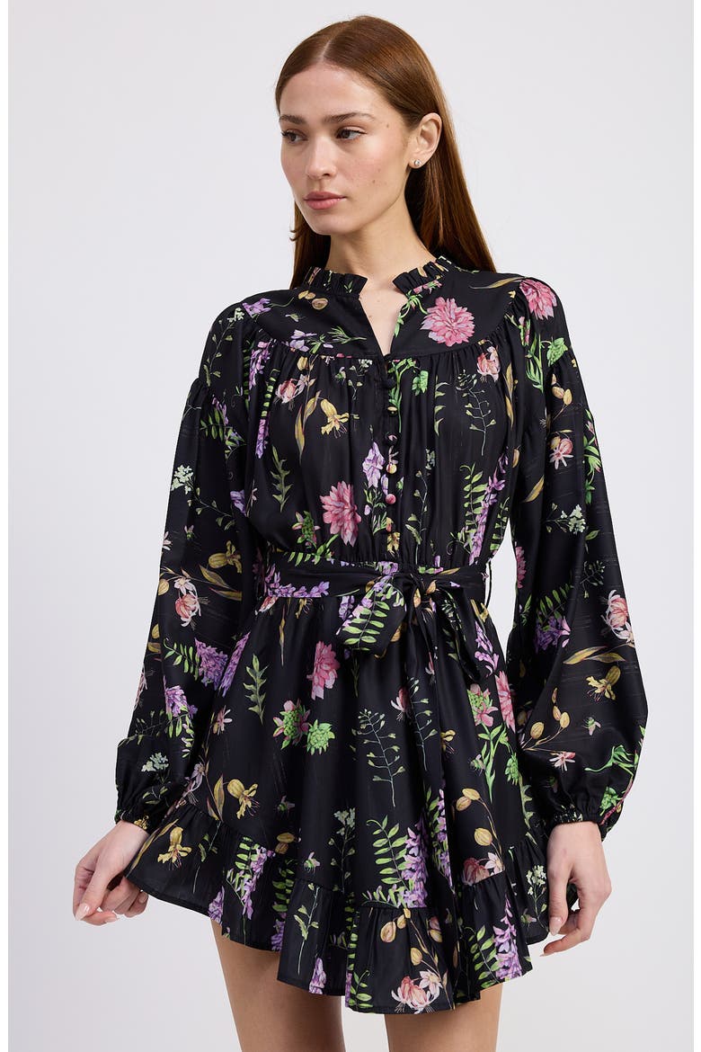 Harper Metallic Floral Long Sleeve Minidress, Alternate, color, BLACK GOLD MULTI