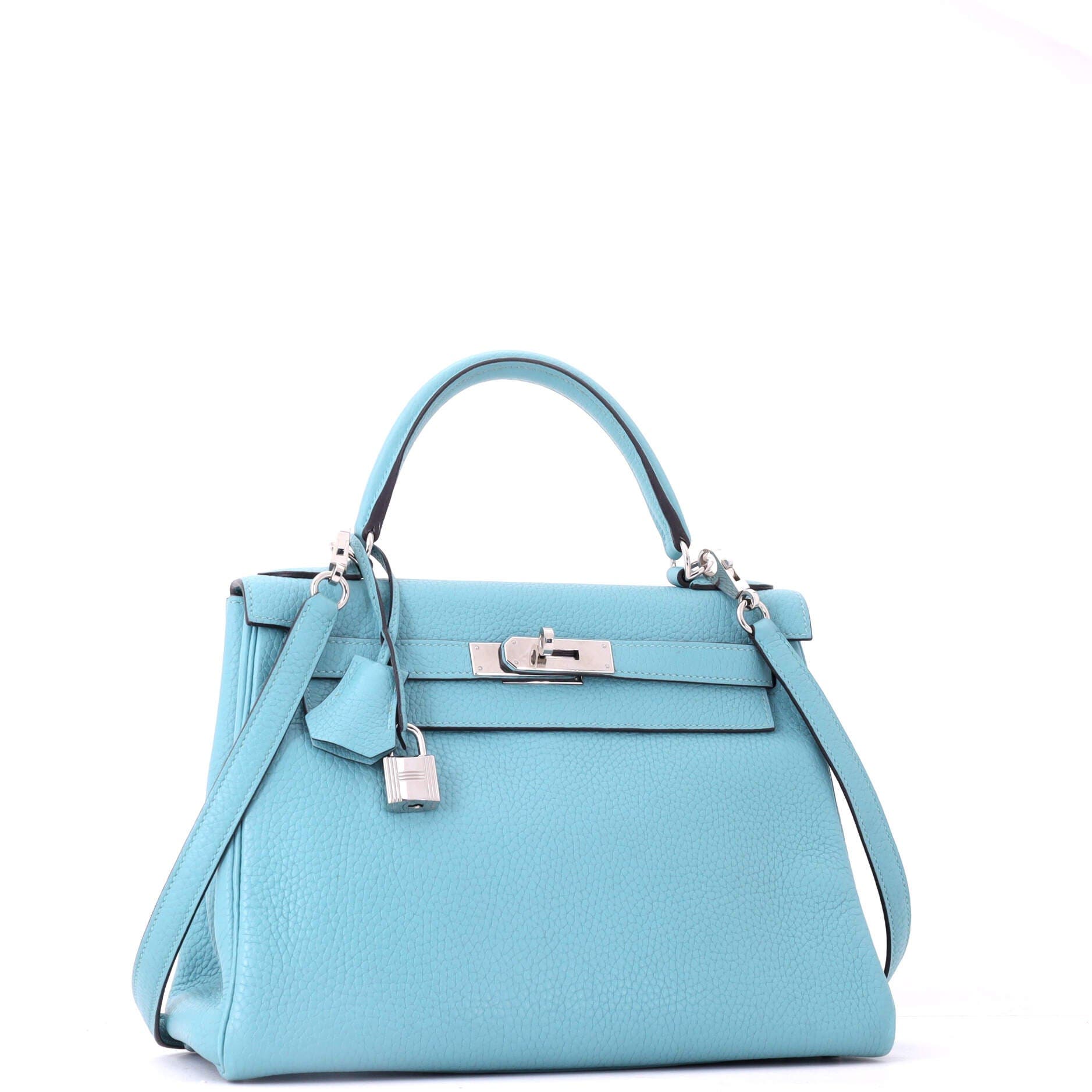 Kelly Handbag Blue Clemence with Palladium Hardware 28, Alternate, color, Blue