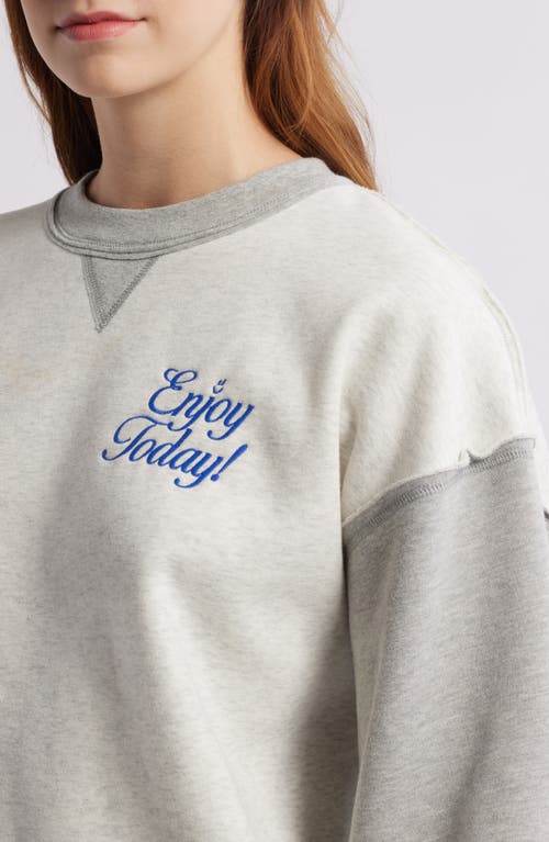 THE MAYFAIR GROUP THE MAYFAIR GROUP ENJOY TODAY COLORBLOCK FLEECE GRAPHIC SWEATSHIRT 