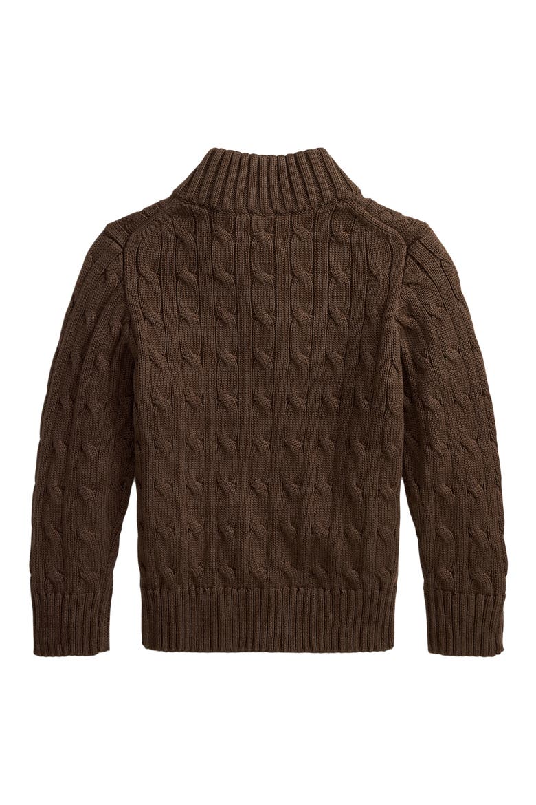 Kids' Cotton Cable Half Zip Sweater, Alternate, color, NUTMEG BROWN
