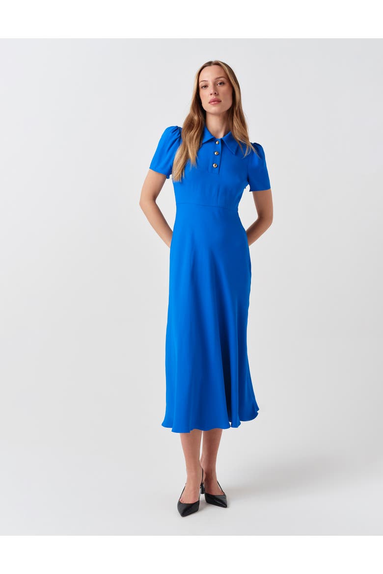 Verity Crepe Puff Sleeve Midi Dress, Main, color, Blue
