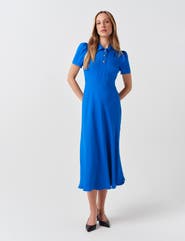 Ghost London Verity Crepe Puff Sleeve Midi Dress