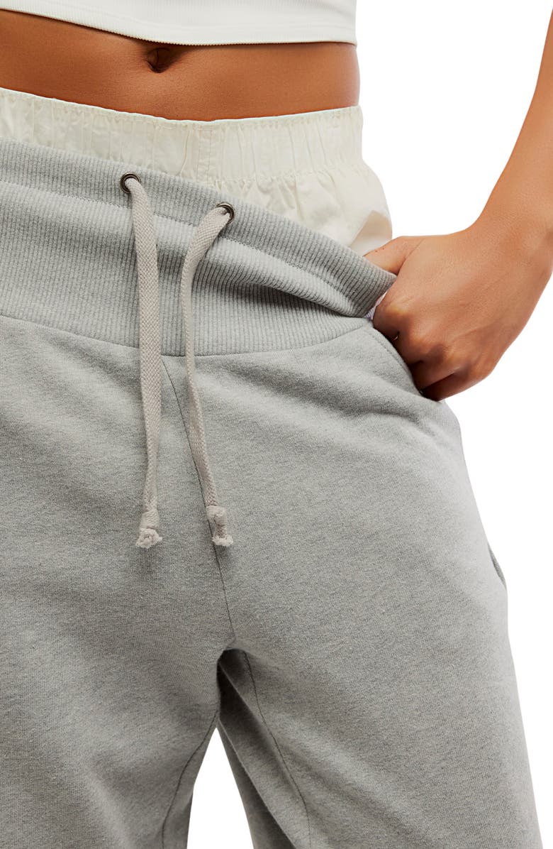Free People Day Off Tie Waist Pants, Alternate, color, Heather Grey