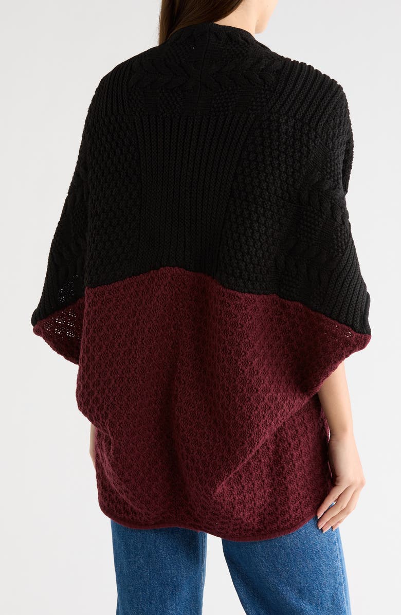 La Fiorentina Knit Cocoon Ruana, Alternate, color, Black/ Bordeaux
