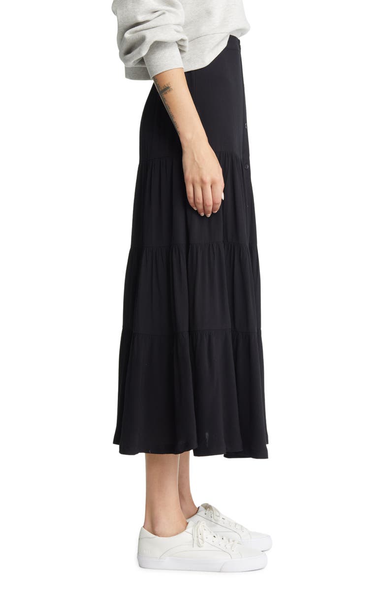 Scotch & Soda Tiered Button Front Midi Skirt, Alternate, color, 