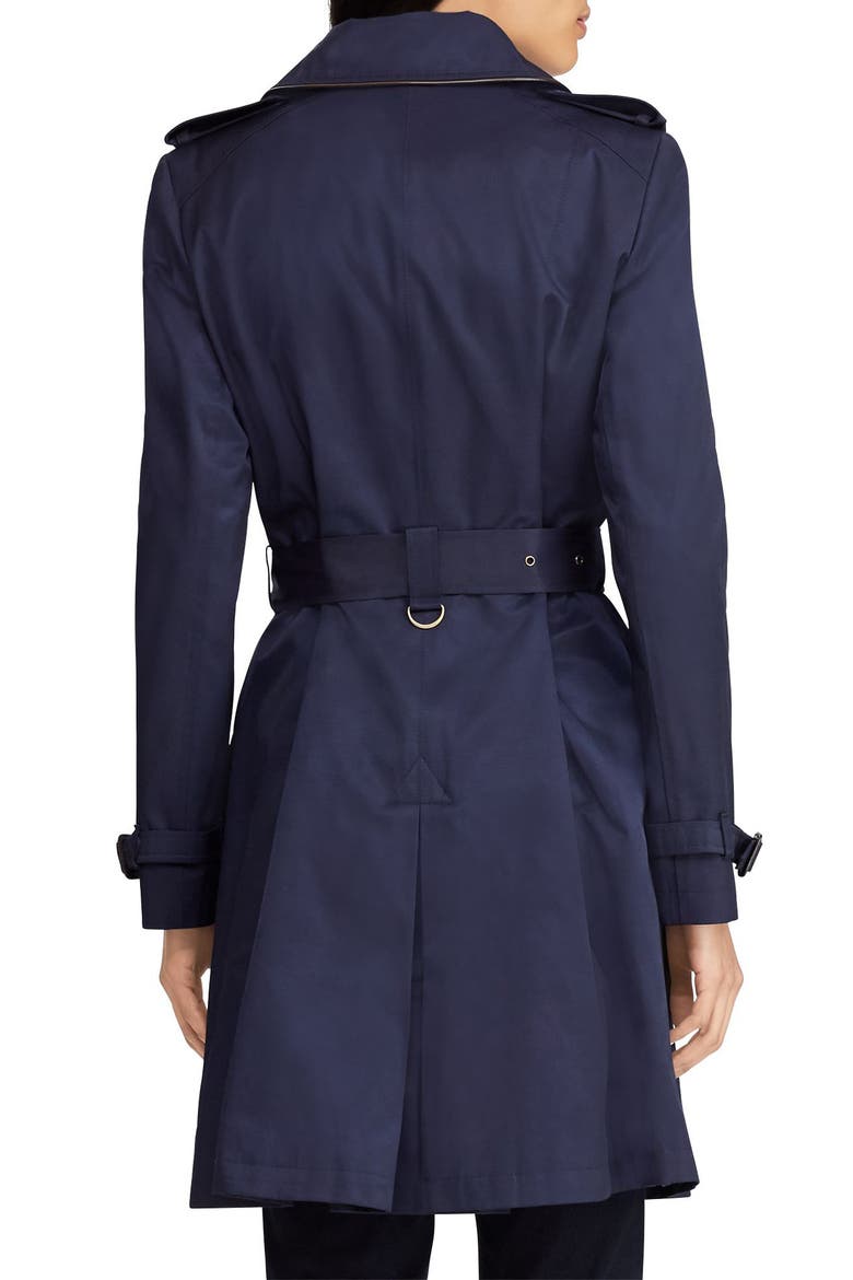 Double Breasted Short Trench Coat, Alternate, color, DARK NAVY