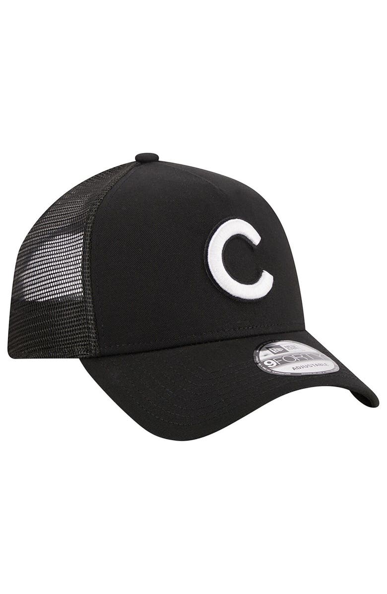 New Era Men's New Era Black Chicago Cubs A-Frame 9FORTY Trucker Adjustable Hat, Alternate, color,