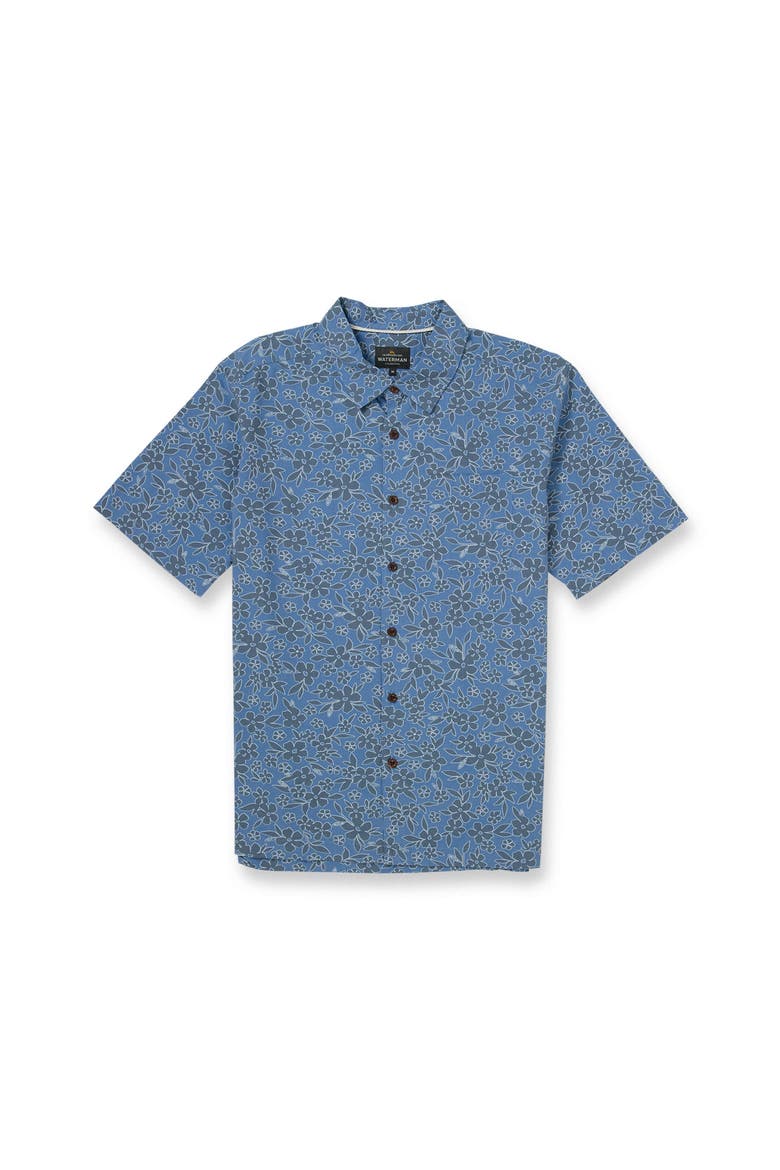 Flower Field WM SS Short Sleeve Shirt, Alternate, color, BLUE SHADOW