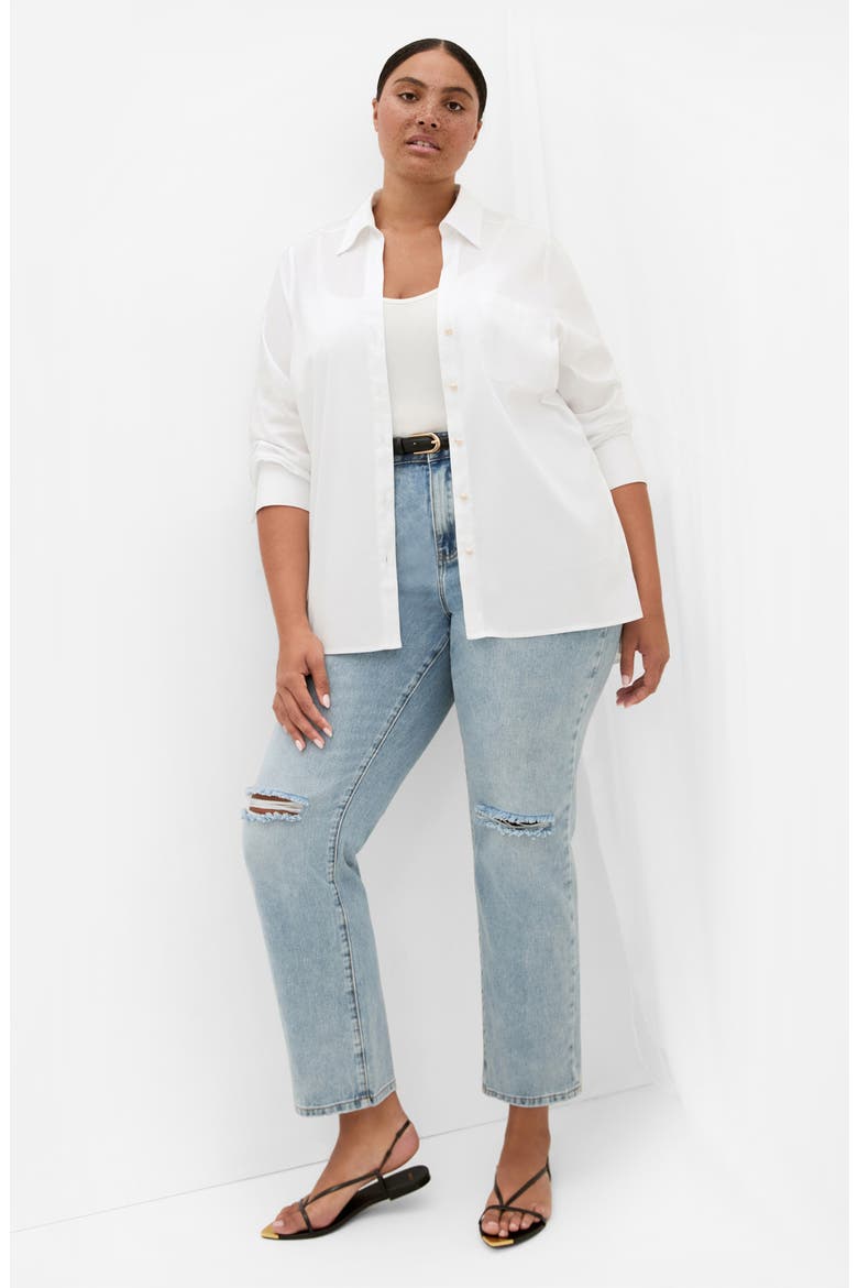 Elevated Stretch Woven Button-Up Shirt, Alternate, color, WHITE