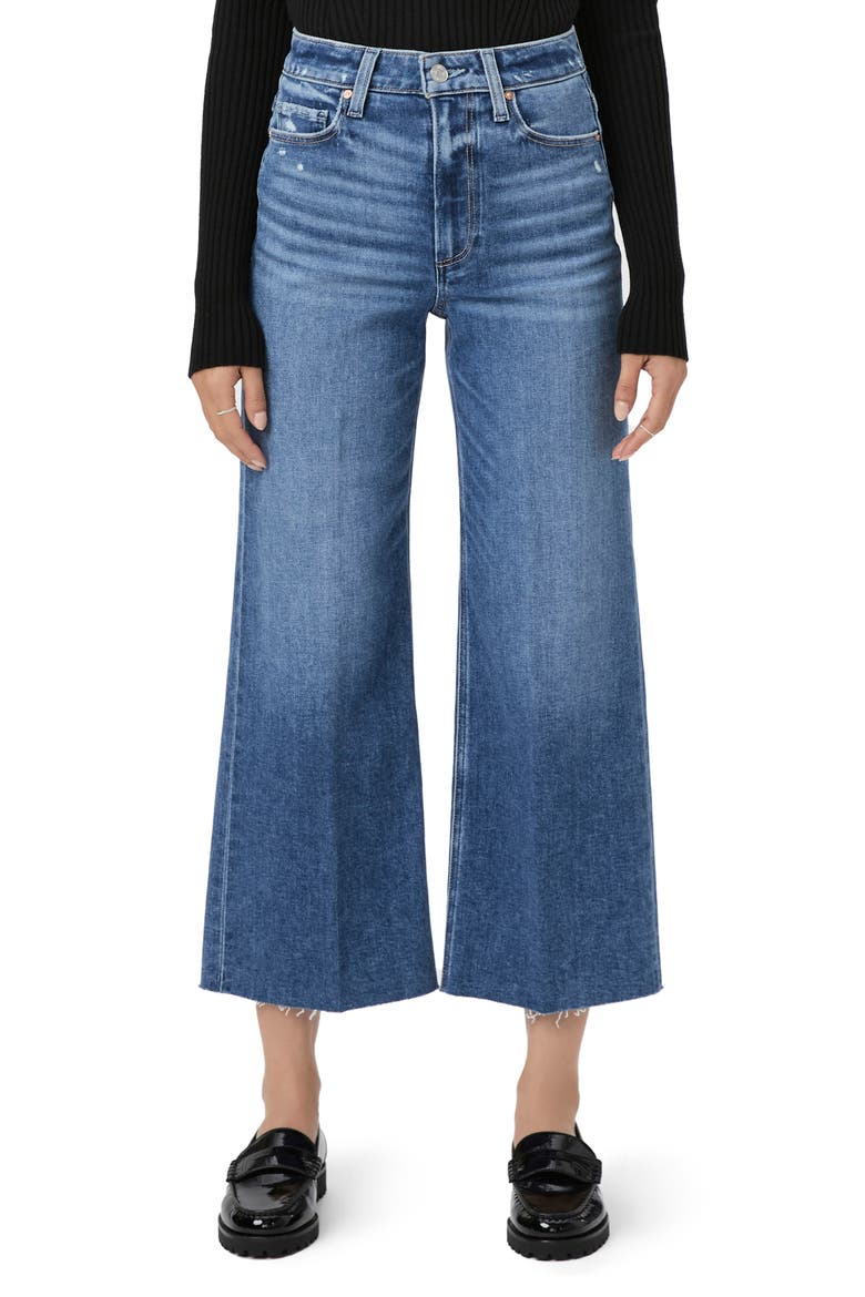 Anessa Raw Hem High Waist Ankle Wide Leg Jeans, Main, color, ROCKSHODIT