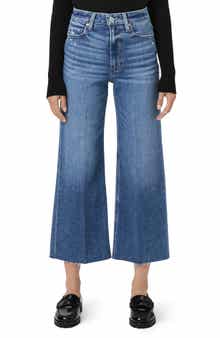 PAIGE Anessa Raw Hem High Waist Ankle Wide Leg Jeans