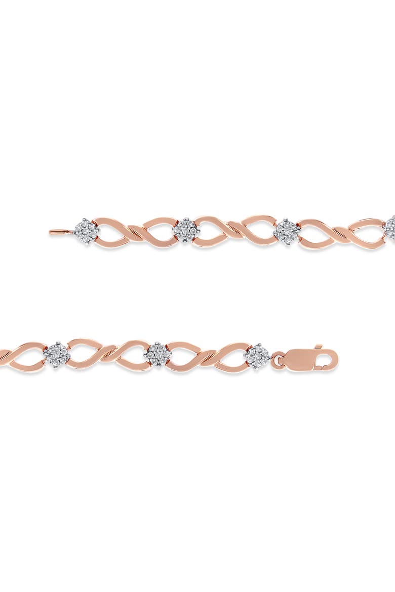 10K Rose Gold Plated Silver 1/2 Cttw Diamond Infinity Link Tennis Bracelet, Alternate, color, Pink