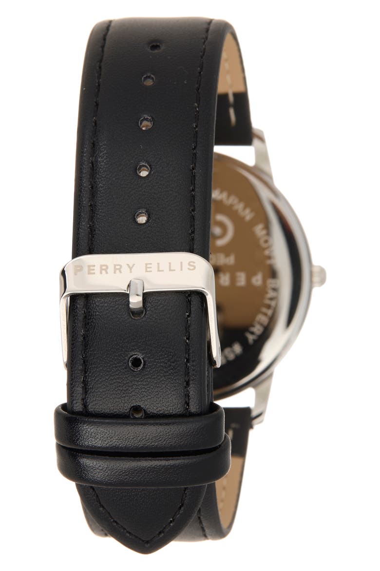 Diamond Ultra Thin Faux Leather Strap Watch, 40mm, Alternate, color, SILVER