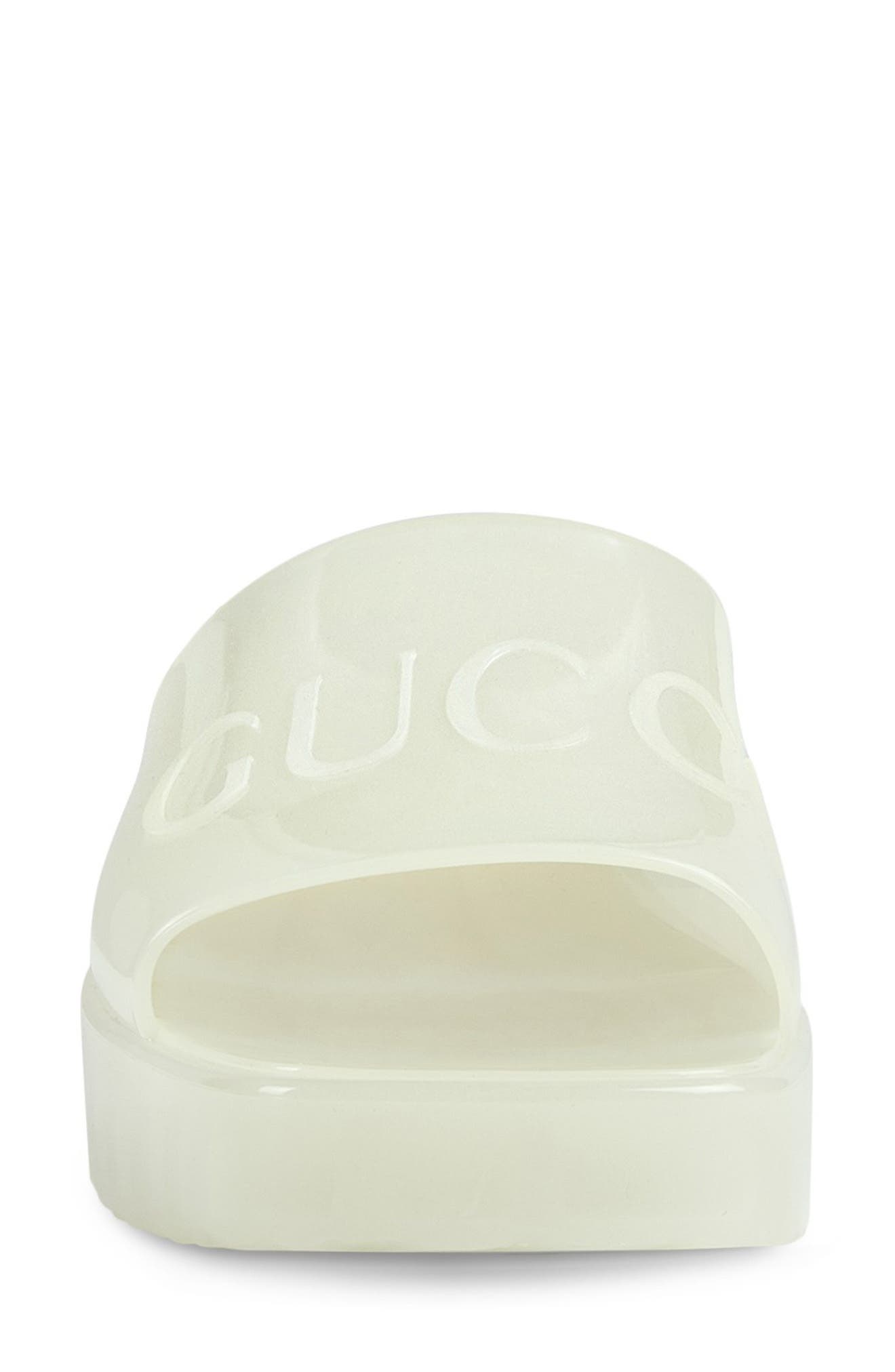Plastique Logo Platform Slide Sandal, Alternate, color, GLOW IN THE DARK