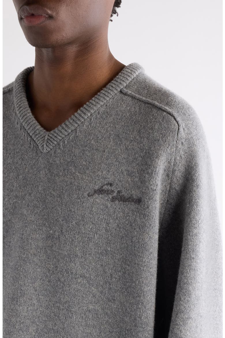 Kaybe Richard Yak Hair & Wool V-Neck Sweater, Alternate, color, DARK GREY MELANGE
