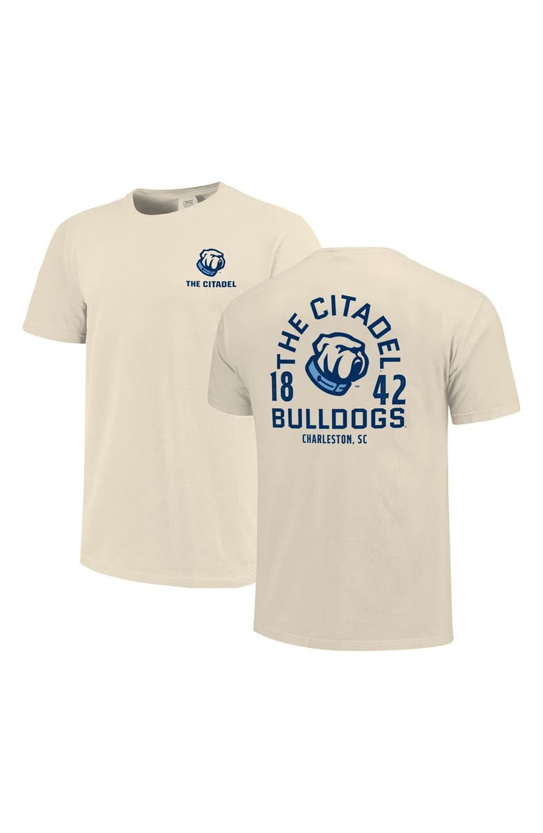IMAGE ONE Men's Cream Citadel Bulldogs Comfort Colors Mascot Overlay T-Shirt, Main, color, 