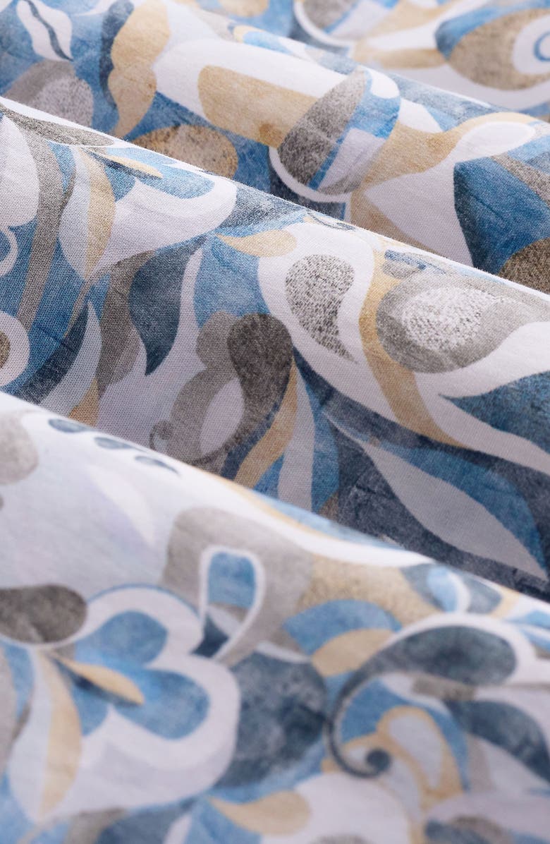 Bugatchi Orson Shaped Fit Abstract Paisley Short Sleeve Stretch Cotton Button-Up Shirt, Alternate, color, Cobalt