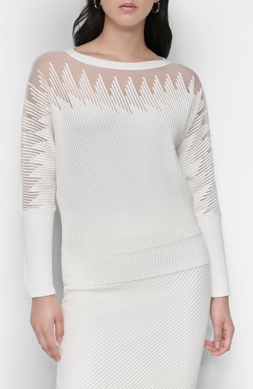 DKNY Illusion Rib Boatneck Sweater in Ivory 