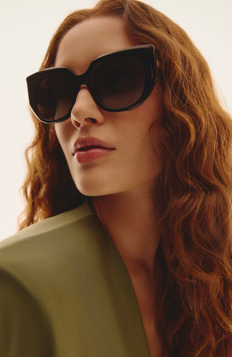 QUAY Busy Busy 53mm Square Sunglasses, Alternate, color, Black/ Smoke