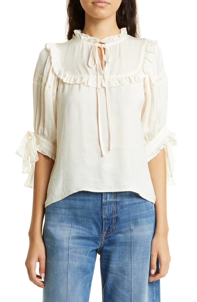 STELLAH Ruffle Trim Blouse, Main, color, 