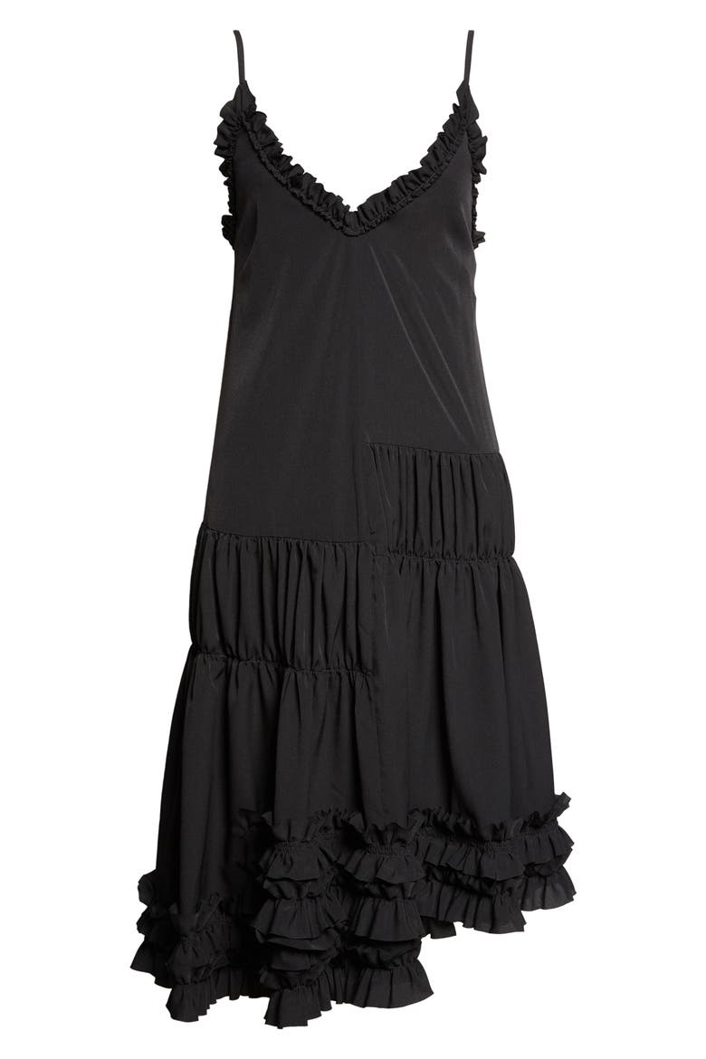 Crystal Embellished Draped Cape Dress, Alternate, color, BLACK