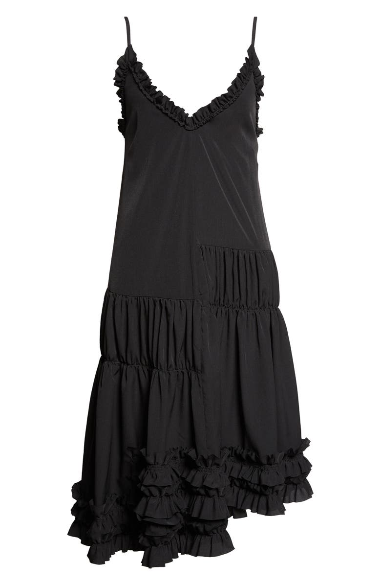 Dries Van Noten Crystal Embellished Draped Cape Dress, Alternate, color, Black