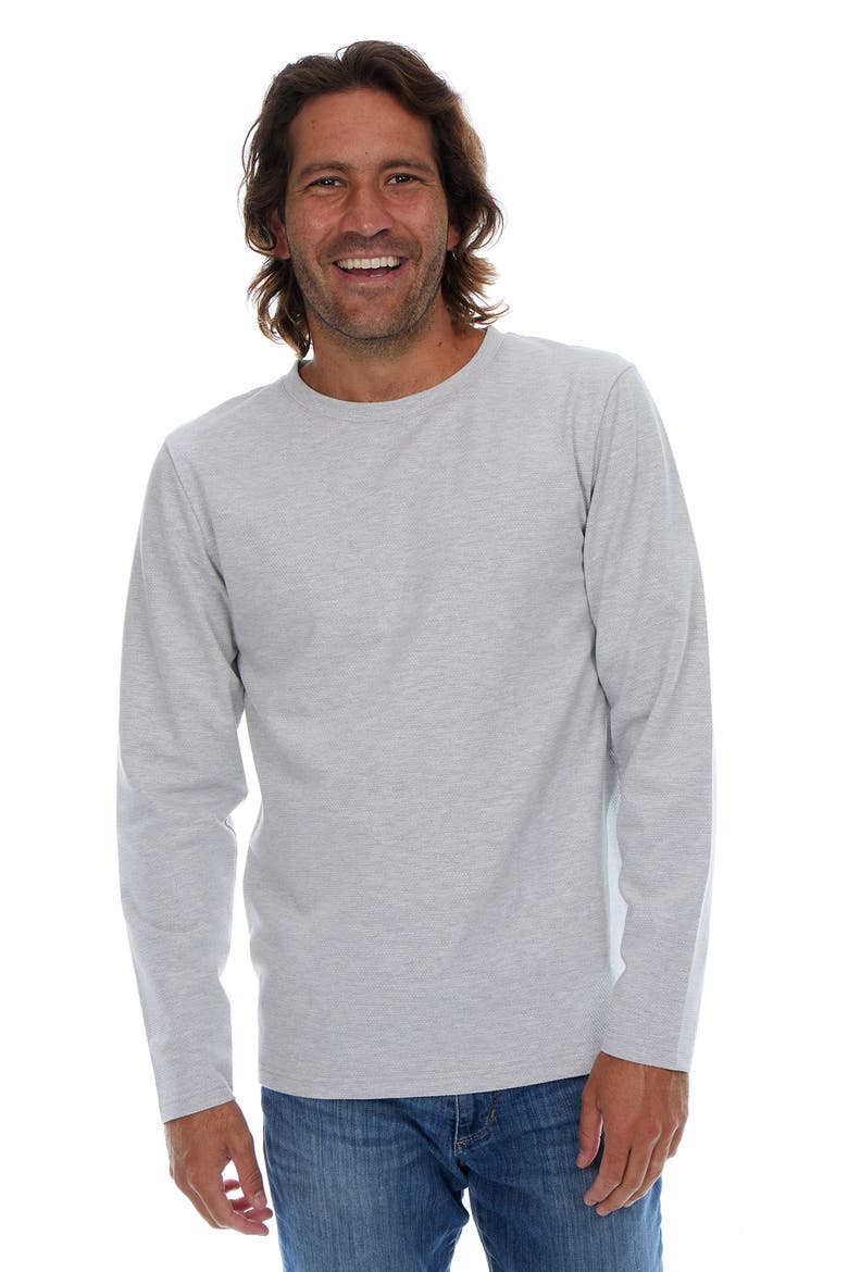 Textured Long Sleeve Crewneck T-Shirt, Alternate, color, OATMEAL HEATHER