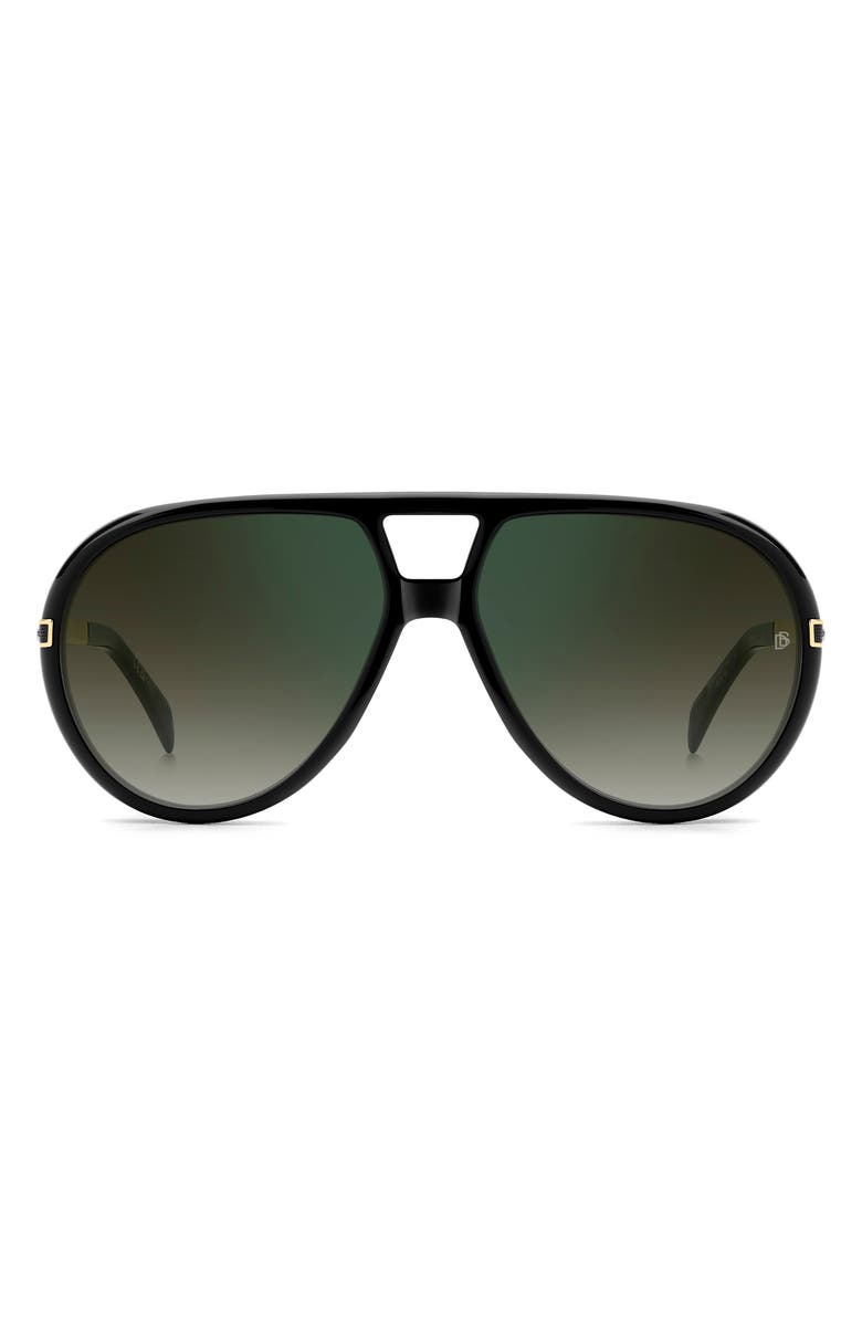 David Beckham Eyewear Voyager 61mm Pilot Sunglasses, Main, color, Black Gold/ Green Sf Grn Sp