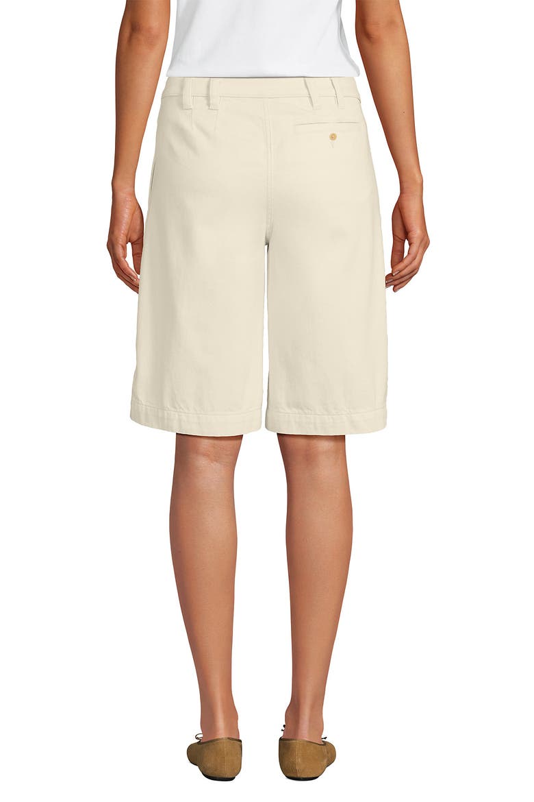 Lightweight Denim Mid Rise Pleated 12" Slouchy Shorts, Alternate, color, Natural