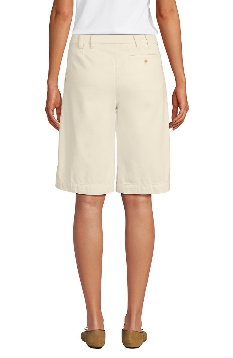 Lands' End Lightweight Denim Mid Rise Pleated 12" Slouchy Shorts, Alternate, color, Natural