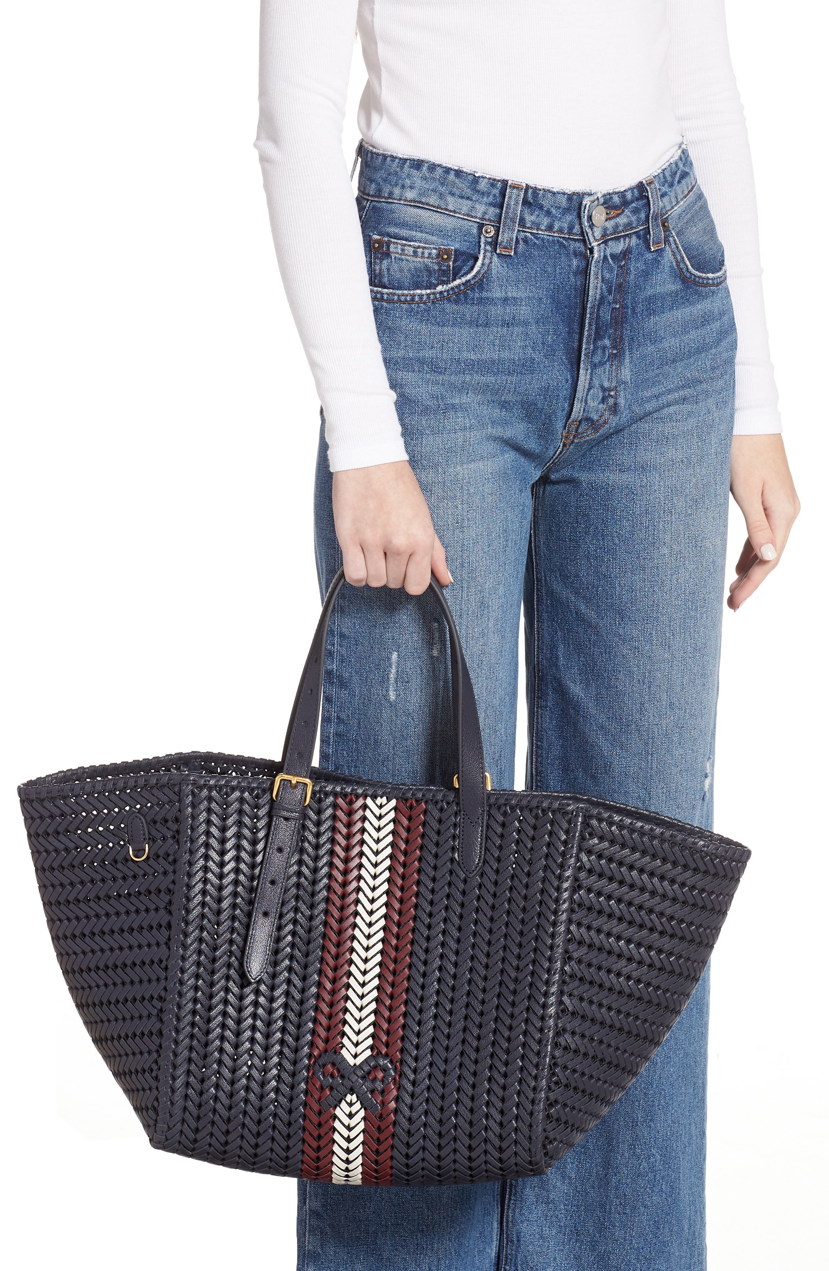 Anya Hindmarch Neeson Square Woven Leather Tote, Alternate, color, 