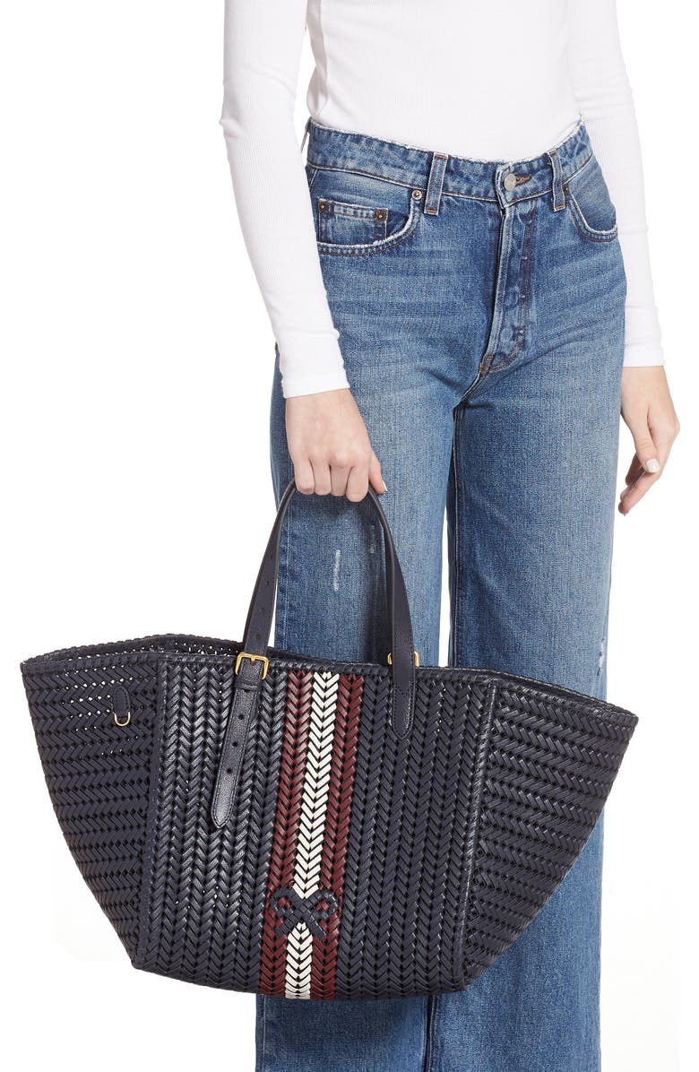Anya Hindmarch Neeson Square Woven Leather Tote, Alternate, color,