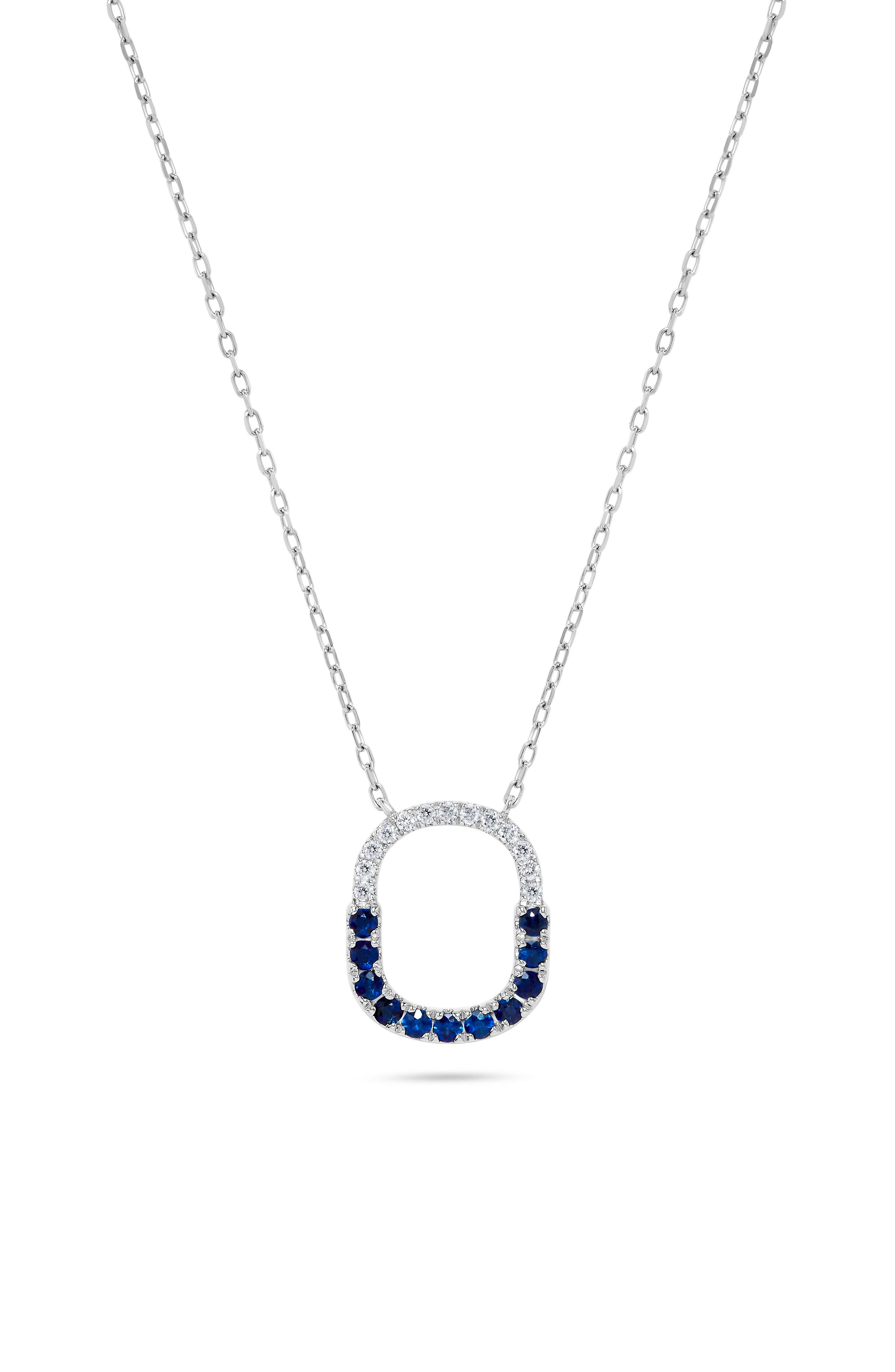 H.J. Namdar 14K White Gold Sapphire & Diamond Oval Pendant Necklace