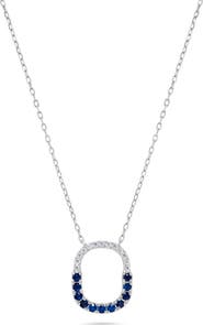 H.J. Namdar 14K White Gold Sapphire & Diamond Oval Pendant Necklace